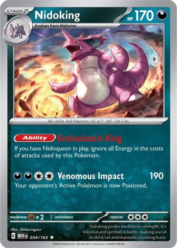 Nidoking 034/165 Reverse Holofoil SV: Scarlet & Violet 151