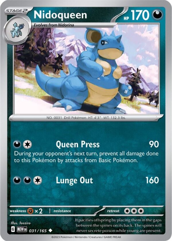 Nidoqueen 031/165 Normal SV: Scarlet & Violet 151 Nidoqueen 031/165 Normal SV: Scarlet & Violet 151
