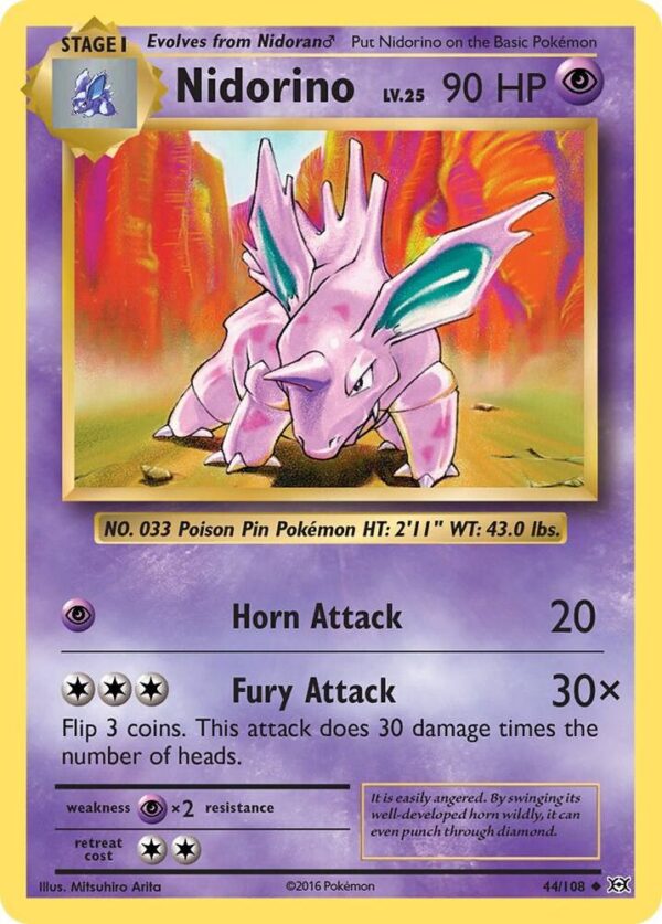 Nidorino 44/108 Reverse Holofoil XY – Evolutions