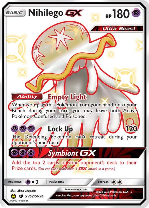 Nihilego GX SV62/SV94 Holofoil Hidden Fates: Shiny Vault Nihilego GX SV62/SV94 Holofoil Hidden Fates: Shiny Vault