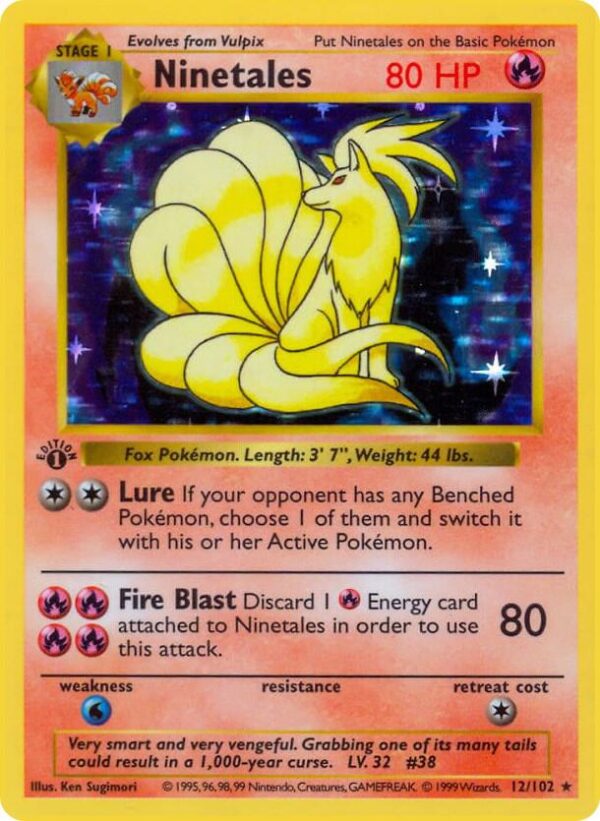Ninetales 012/102 1st Edition Holofoil Base Set (Shadowless)