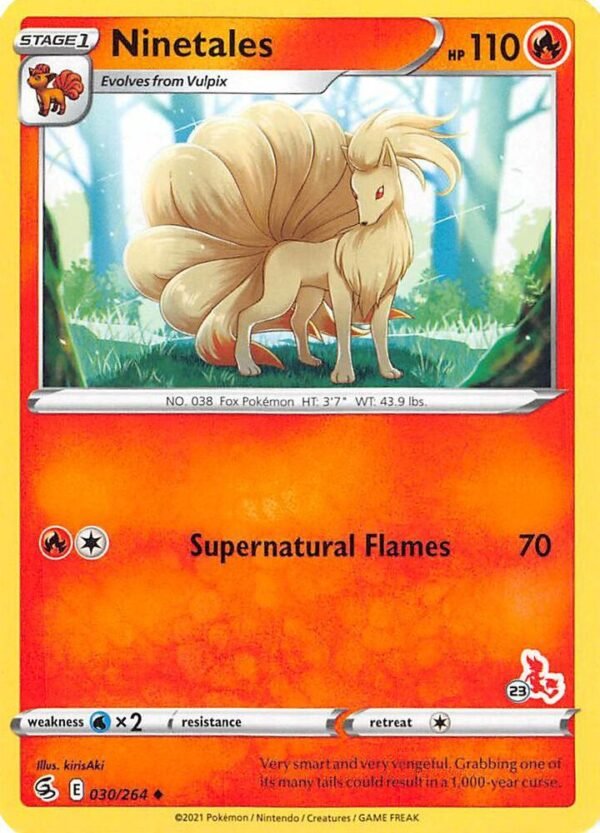 Ninetales 030/264 (#23 Cinderace Stamped) Normal Battle Academy 2022