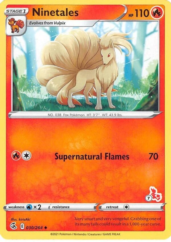 Ninetales 030/264 (#7 Cinderace Stamped) Normal Battle Academy 2022 Ninetales 030/264 (#7 Cinderace Stamped) Normal Battle Academy 2022