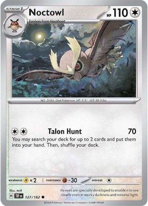 Noctowl 127/162 Reverse Holofoil SV05: Temporal Forces