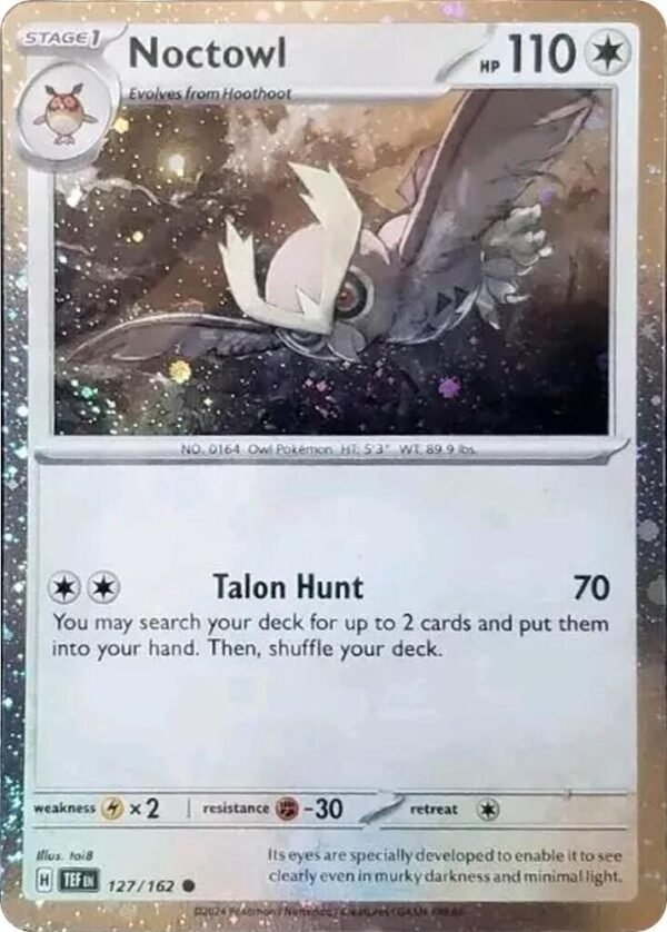 Noctowl 127 (Cosmos Holo) 127/162 Holofoil SV: Scarlet & Violet Promo Cards Noctowl 127 (Cosmos Holo) 127/162 Holofoil SV: Scarlet & Violet Promo Cards
