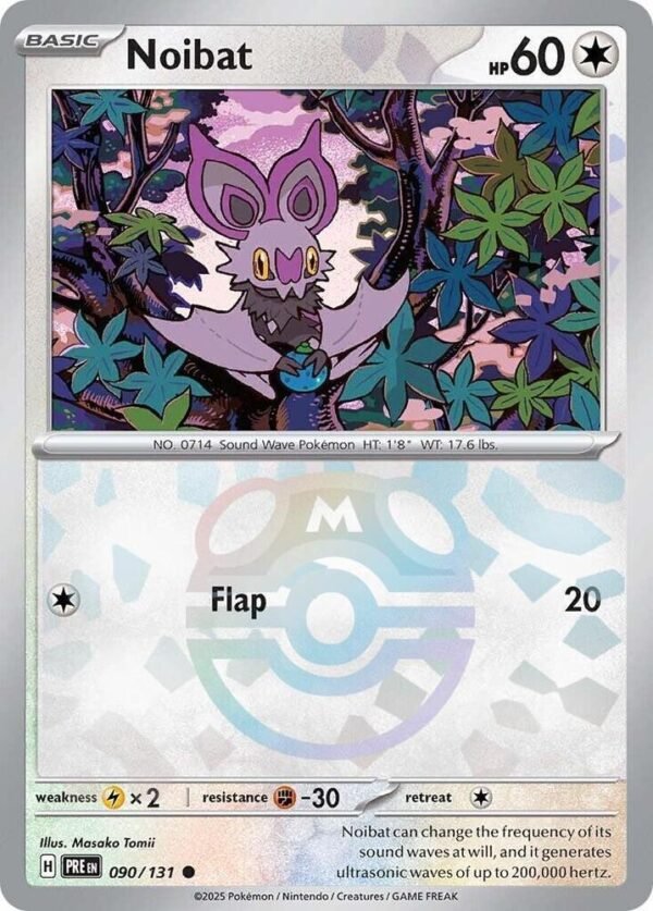 Noibat (Master Ball Pattern) 090/131 Holofoil SV: Prismatic Evolutions Noibat (Master Ball Pattern) 090/131 Holofoil SV: Prismatic Evolutions