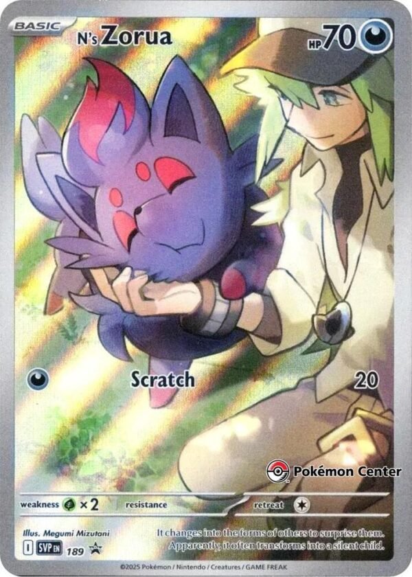 N’s Zorua 189 (Pokemon Center Exclusive) Holofoil SV: Scarlet & Violet Promo Cards N’s Zorua 189 (Pokemon Center Exclusive) Holofoil SV: Scarlet & Violet Promo Cards