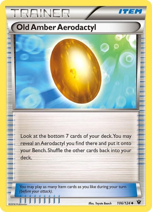 Old Amber Aerodactyl 106/124 Reverse Holofoil XY – Fates Collide