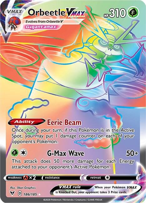 Orbeetle VMAX (Secret) 186/185 Holofoil SWSH04: Vivid Voltage Orbeetle VMAX (Secret) 186/185 Holofoil SWSH04: Vivid Voltage