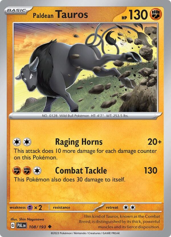 Paldean Tauros 108/193 Normal SV02: Paldea Evolved Paldean Tauros 108/193 Normal SV02: Paldea Evolved