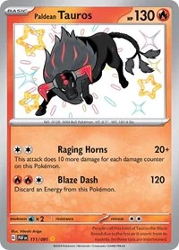 Paldean Tauros | 111/091 | Holofoil | SV: Paldean Fates