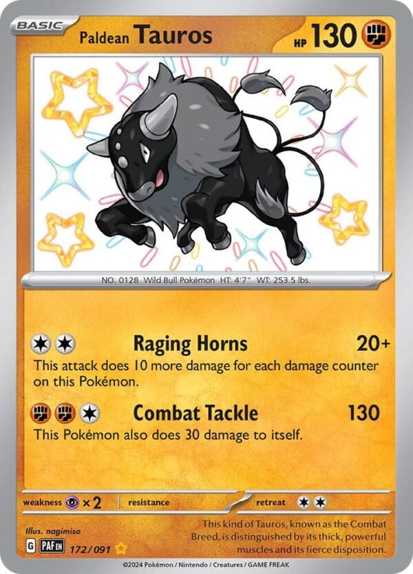 Paldean Tauros 172/091 Holofoil SV: Paldean Fates Paldean Tauros 172/091 Holofoil SV: Paldean Fates