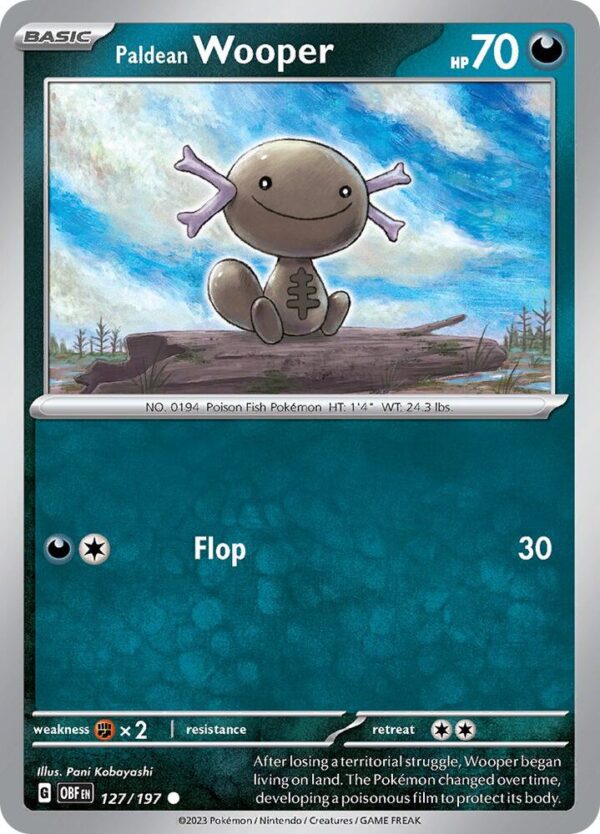 Paldean Wooper 127/197 Reverse Holofoil SV03: Obsidian Flames