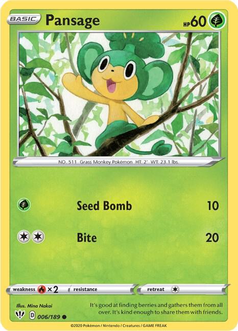 Pansage 006/189 Normal SWSH03: Darkness Ablaze Pansage 006/189 Normal SWSH03: Darkness Ablaze