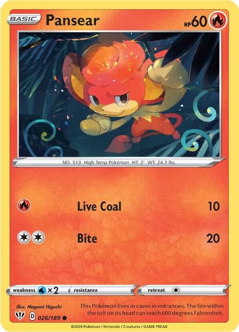 Pansear 026/189 Normal SWSH03: Darkness Ablaze