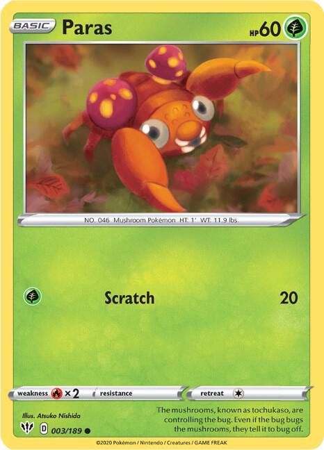 Paras 003/189 Normal SWSH03: Darkness Ablaze