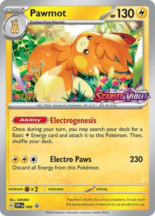 Pawmot 006 (Prerelease) [Staff] Holofoil SV: Scarlet & Violet Promo Cards