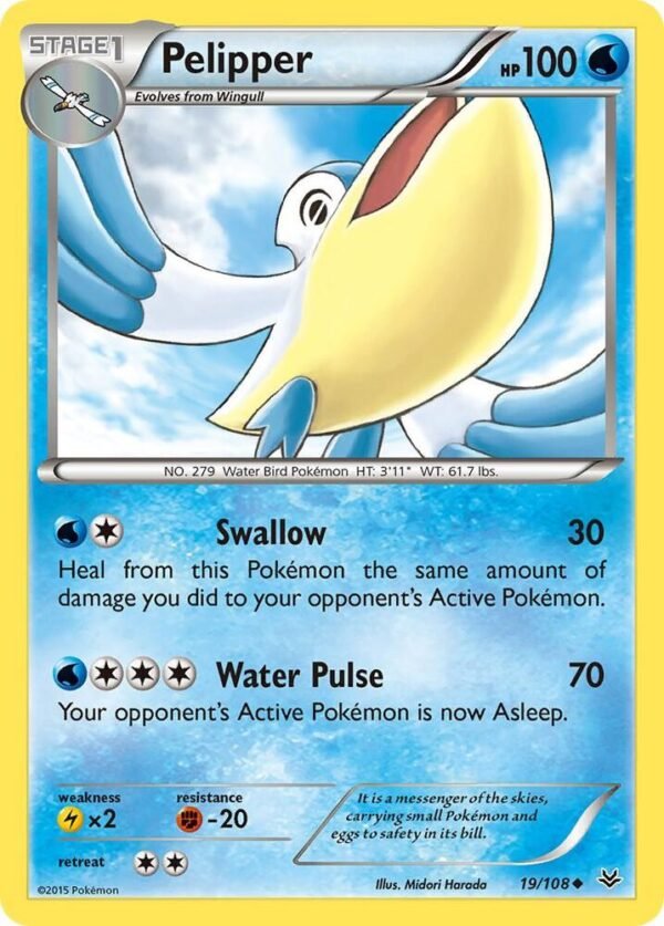 Pelipper 19/108 Reverse Holofoil XY – Roaring Skies Pelipper 19/108 Reverse Holofoil XY – Roaring Skies