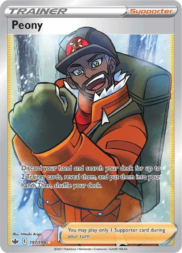 Peony (Full Art) 197/198 Holofoil SWSH06: Chilling Reign Peony (Full Art) 197/198 Holofoil SWSH06: Chilling Reign