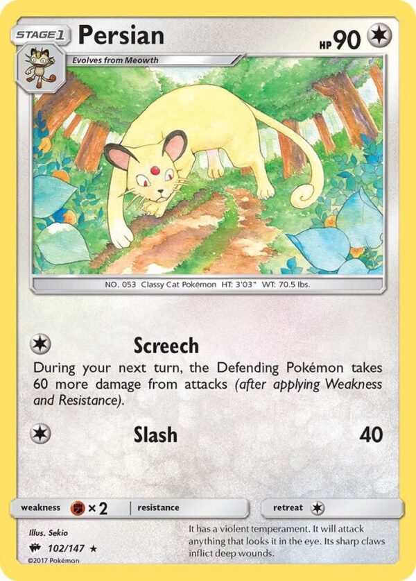 Persian 102/147 Normal SM – Burning Shadows Persian 102/147 Normal SM – Burning Shadows