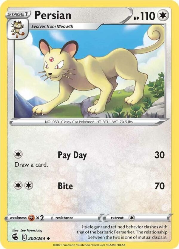 Persian 200/264 Reverse Holofoil SWSH08: Fusion Strike