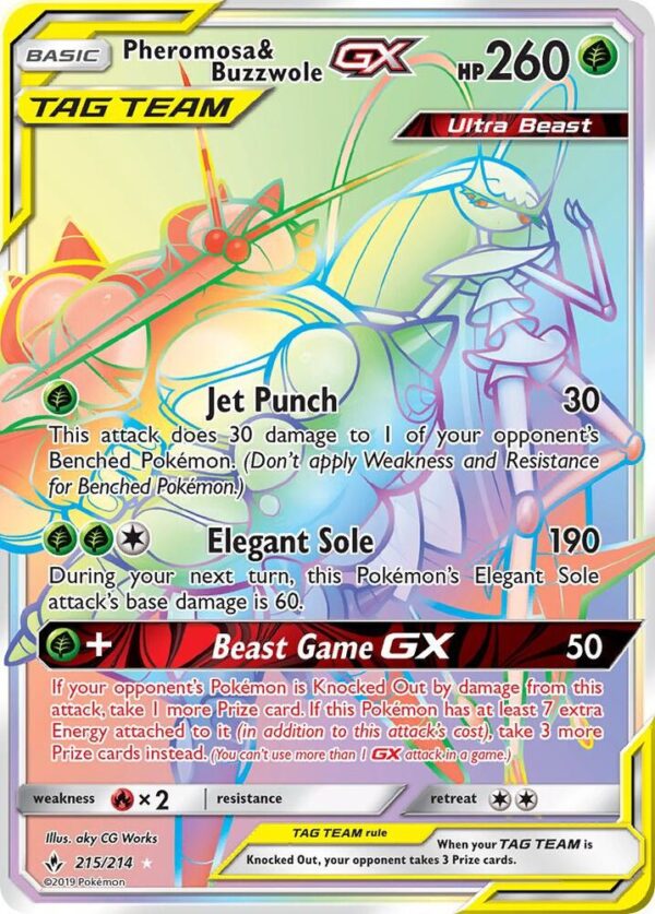 Pheromosa & Buzzwole GX (Secret) 215/214 Holofoil SM – Unbroken Bonds