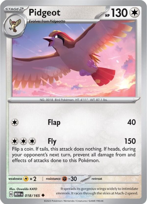 Pidgeot 018/165 Normal SV: Scarlet & Violet 151 Pidgeot 018/165 Normal SV: Scarlet & Violet 151