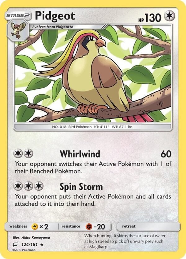 Pidgeot 124/181 Reverse Holofoil SM – Team Up Pidgeot 124/181 Reverse Holofoil SM – Team Up