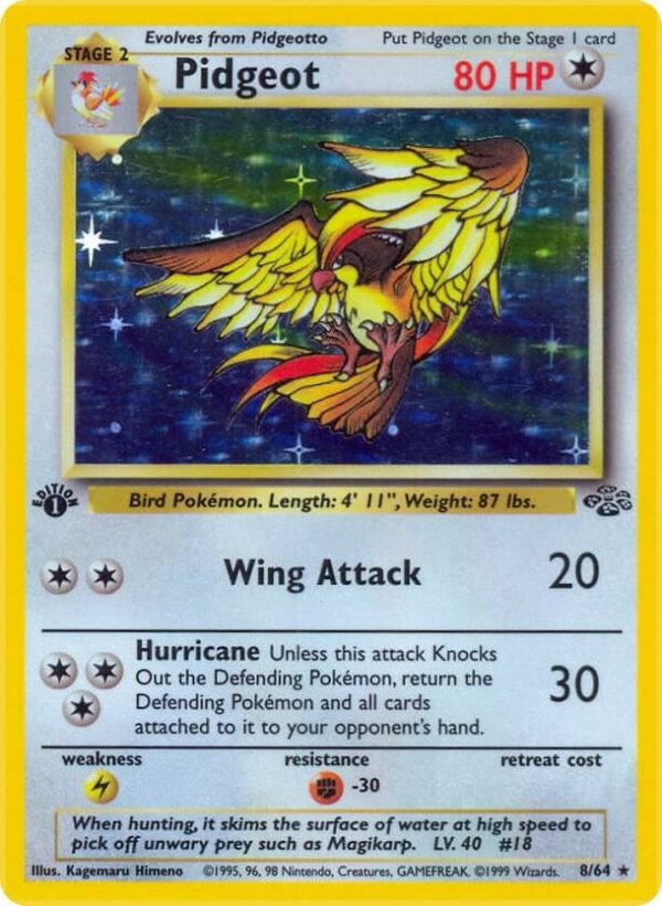 Pidgeot (8) 08/64 1st Edition Holofoil Jungle