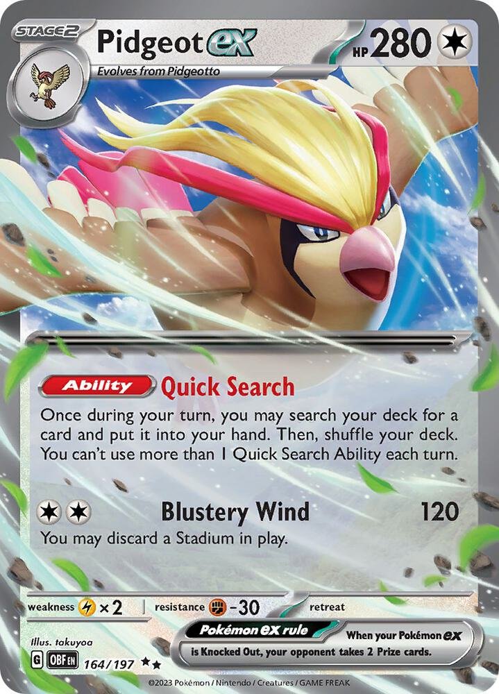 Pidgeot ex 164/197 Holofoil SV03: Obsidian Flames