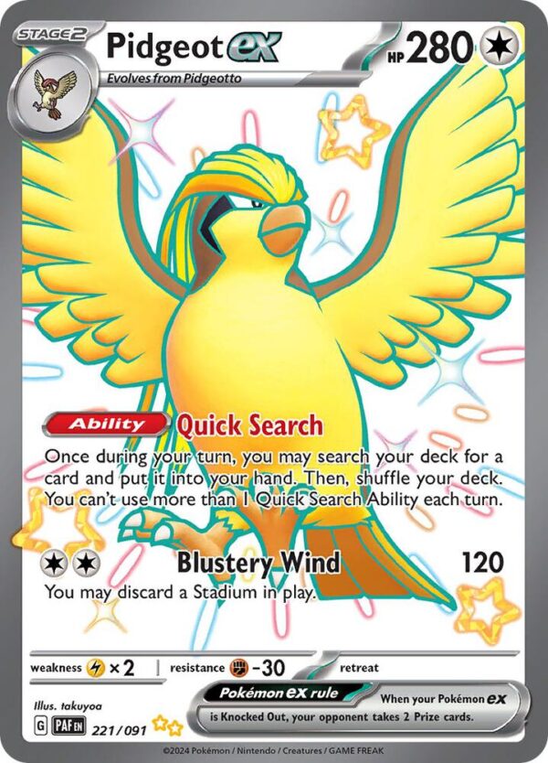 Pidgeot ex 221/091 Holofoil SV: Paldean Fates