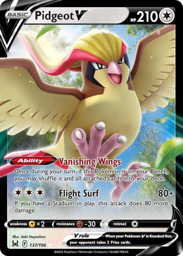 Pidgeot V 137/196 Holofoil SWSH11: Lost Origin Pidgeot V 137/196 Holofoil SWSH11: Lost Origin