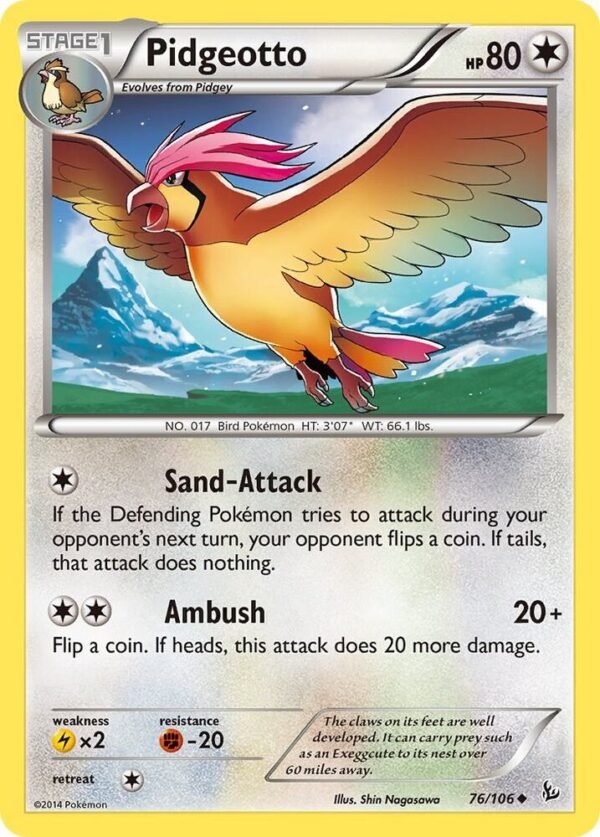 Pidgeotto 76/106 Reverse Holofoil XY – Flashfire Pidgeotto 76/106 Reverse Holofoil XY – Flashfire