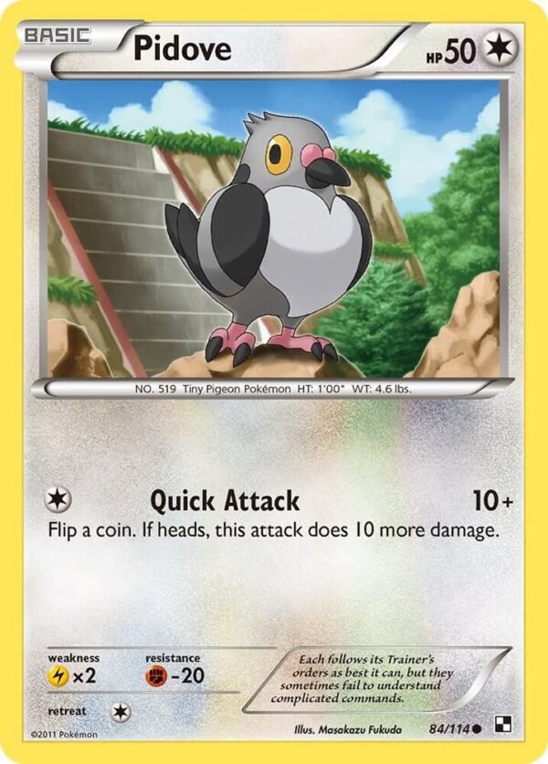 Pidove 84/114 Reverse Holofoil Black and White Pidove 84/114 Reverse Holofoil Black and White
