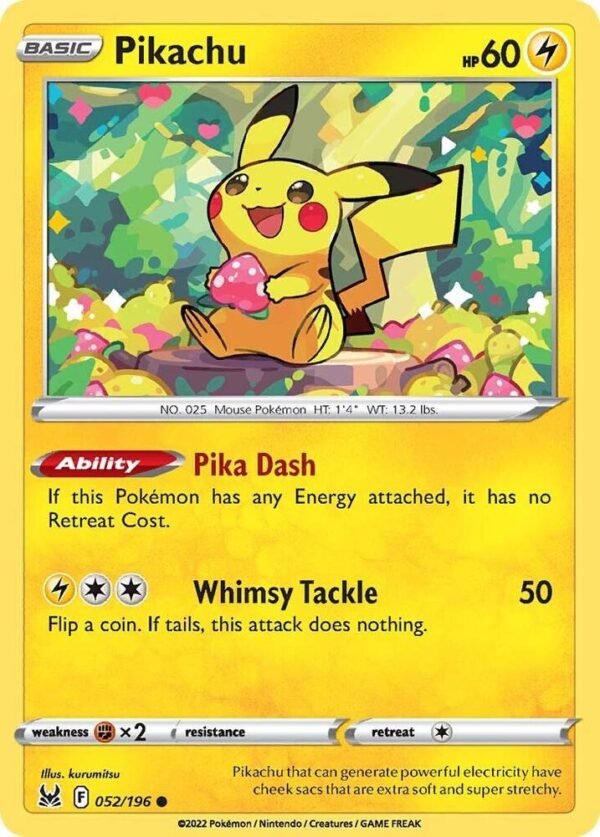 Pikachu 052/196 Reverse Holofoil SWSH11: Lost Origin Pikachu 052/196 Reverse Holofoil SWSH11: Lost Origin