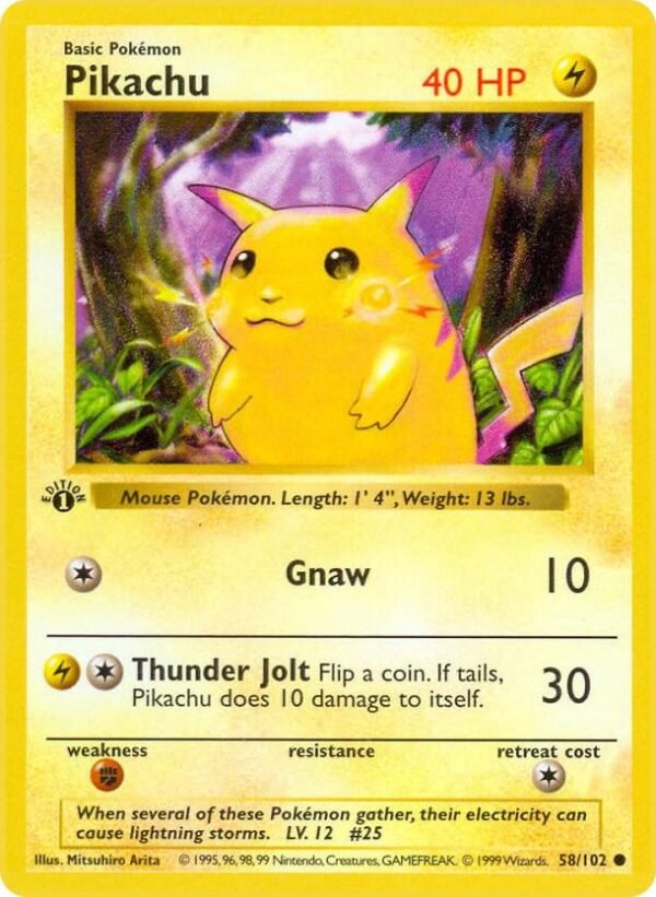 Pikachu 058/102 1st Edition Base Set (Shadowless) Pikachu 058/102 1st Edition Base Set (Shadowless)