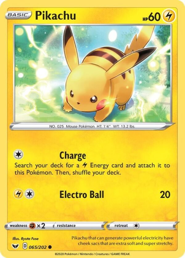 Pikachu 065/202 Reverse Holofoil SWSH01: Sword & Shield Base Set Pikachu 065/202 Reverse Holofoil SWSH01: Sword & Shield Base Set