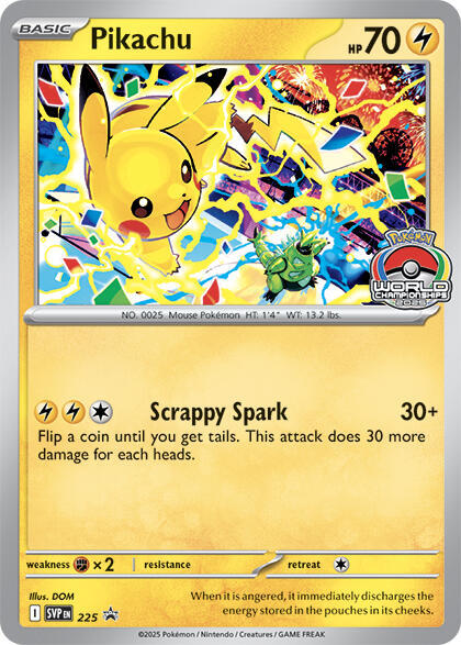 Pikachu 225 (World Championship 2025) Normal SV: Scarlet & Violet Promo Cards