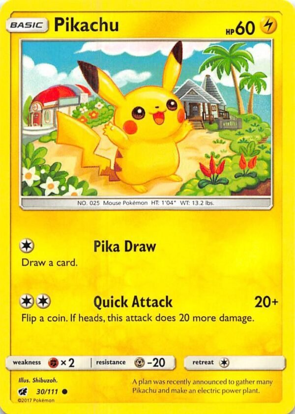 Pikachu 30/111 Reverse Holofoil SM – Crimson Invasion