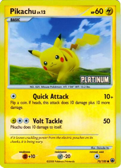Pikachu 70/100 [Platinum] 070/100 Reverse Holofoil Burger King Promos