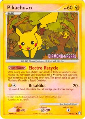 Pikachu 94/123 (Diamond & Pearl) 094/123 Reverse Holofoil Burger King Promos Pikachu 94/123 (Diamond & Pearl) 094/123 Reverse Holofoil Burger King Promos