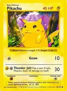 Pikachu (Red Cheeks) | 058/102 | 1st Edition | Base Set (Shadowless)