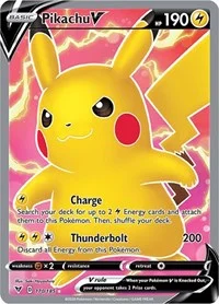 Pikachu V (Full Art) | 170/185 | Holofoil | SWSH04: Vivid Voltage