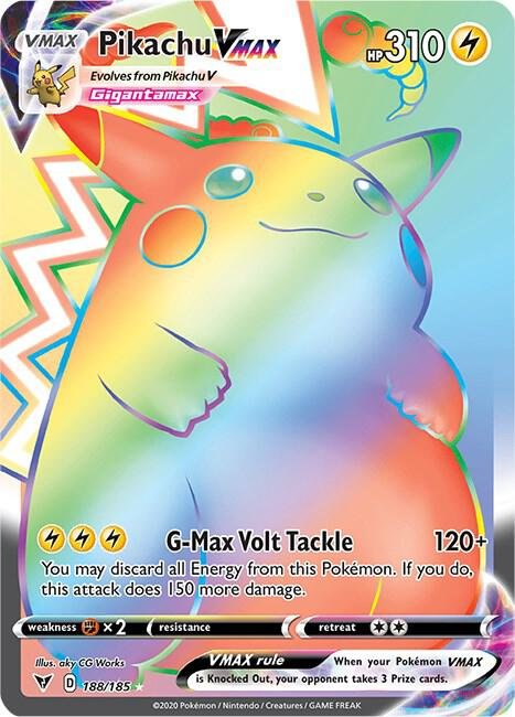 Pikachu VMAX (Secret) 188/185 Holofoil SWSH04: Vivid Voltage