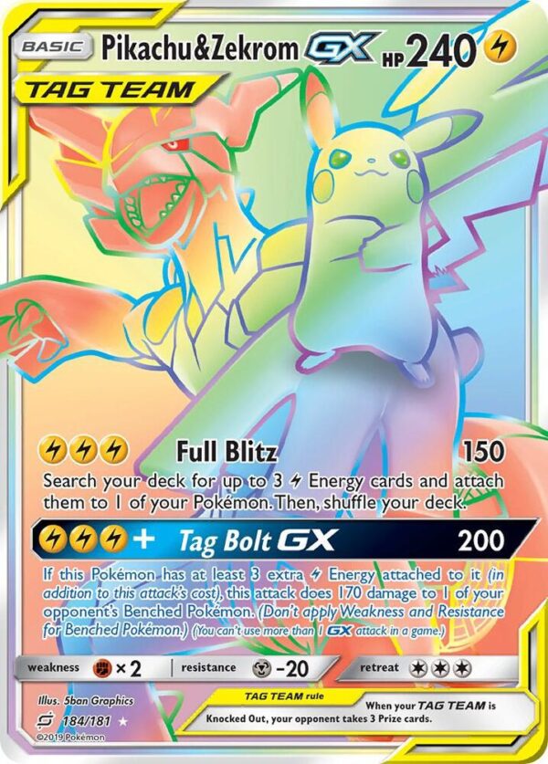 Pikachu & Zekrom GX (Secret) 184/181 Holofoil SM – Team Up
