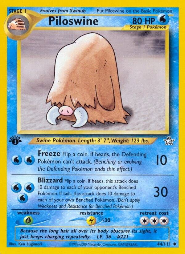 Piloswine 044/111 1st Edition Neo Genesis Piloswine 044/111 1st Edition Neo Genesis