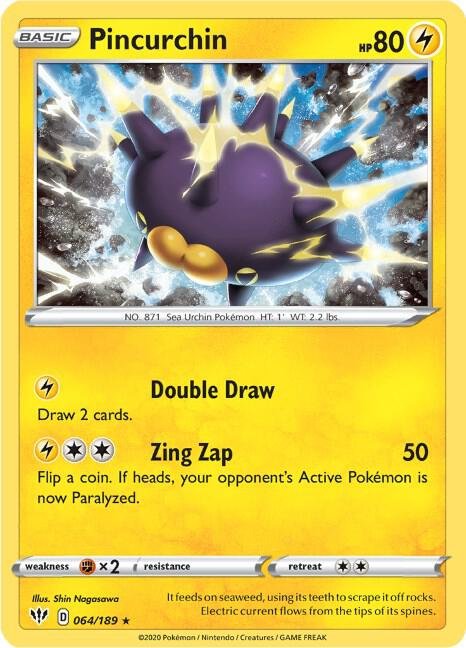 Pincurchin 064/189 Reverse Holofoil SWSH03: Darkness Ablaze