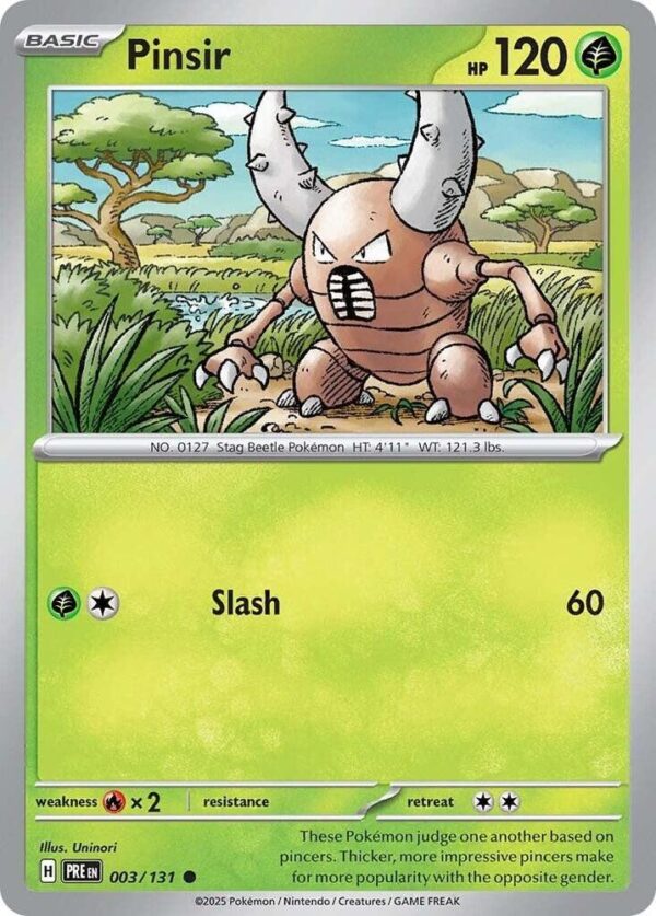 Pinsir 003/131 Reverse Holofoil SV: Prismatic Evolutions Pinsir 003/131 Reverse Holofoil SV: Prismatic Evolutions