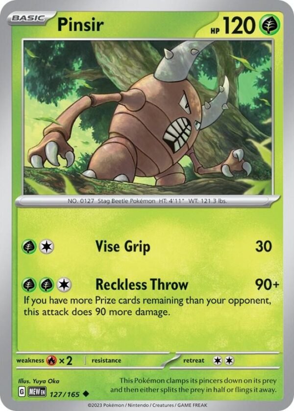 Pinsir 127/165 Reverse Holofoil SV: Scarlet & Violet 151 Pinsir 127/165 Reverse Holofoil SV: Scarlet & Violet 151