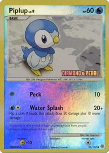 Piplup 93/130 [Diamond and Pearl] 093/100 Reverse Holofoil Burger King Promos